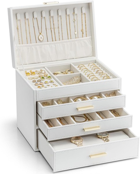 SchmuckkäStchen Groß Schmuckaufbewahrung 4 Ebenen Zimmer Deko Geschenk-image