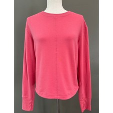 Apana Sweatshirt Large Pink Ruched Back Thumbhole Pullover Athleisure Yoga Top