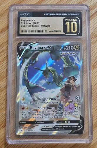 Rayquaza v Alternate Art  194/203SWSH07: Evolving Skies CGC 10 Pristine