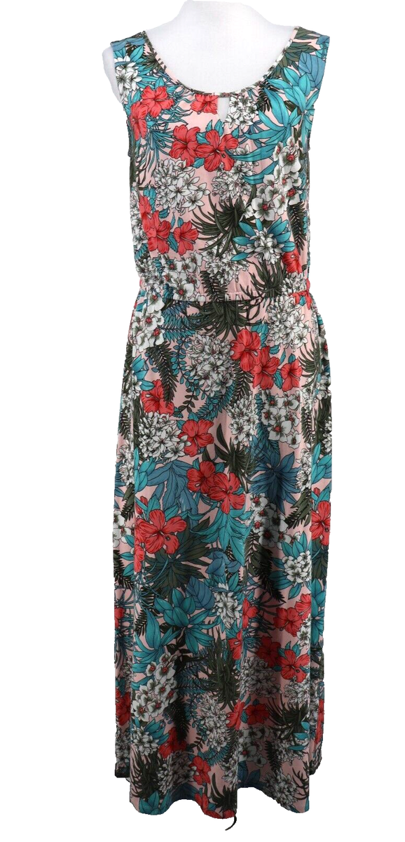 Talbots Maxi Dress Women Size Medium Soft Stretch Keyhole Floral Casual  Tank New | eBay