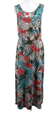 Talbots Maxi Dress Women Size Medium Soft Stretch Keyhole Floral Casual Tank New