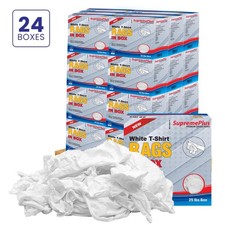 New White Knit T-Shirt Rags Compressed Boxes - 600 LB Bulk Industrial Wipers
