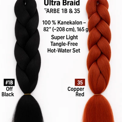 X-Pression Premium Ultra Braid Kanekalon Kunsthaar zum Flechten 35 1B 165g 82"