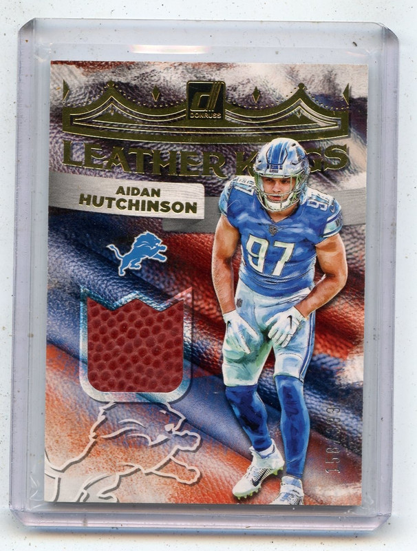 2022 DONRUSS #LK-10 AIDAN HUTCHINSON RELIC ROOKIE CARD RC #158/399 DETROIT LIONS