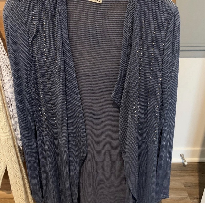 Denim Blue Open Stitch & sparkle Cover Up Toper S/M by Fashion Apparel & Access
