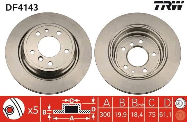 2X Bremsscheibe TRW DF4143 FüR BMW E34 5Er Touring 540-image