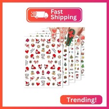 HNUIX Nail Stickers - 3D Christmas, Self Adhesive Nail Decals, Multi Colour, Sno