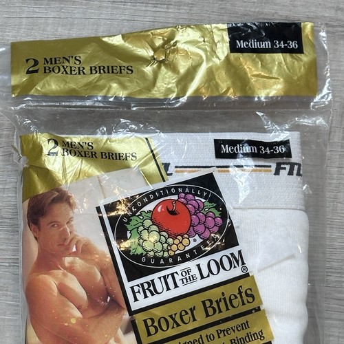 Vintage Fruit of The Loom Men’s M 34-36 Two Pack Gold Series Boxer Briefs White - Picture 2 of 8