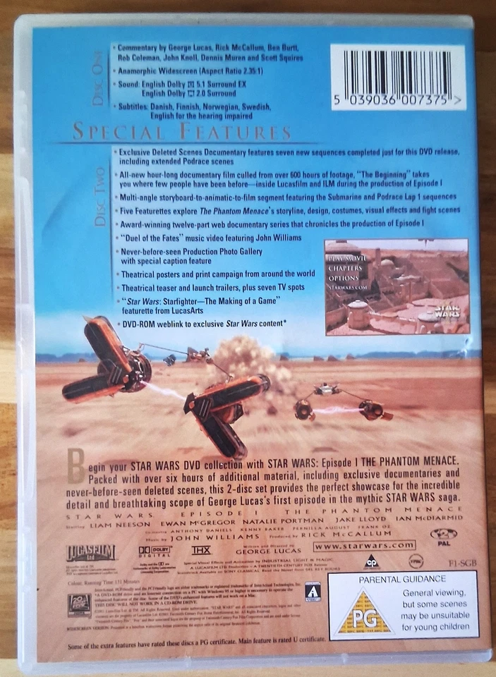 Star Wars: Episode I - The Phantom Menace [DVD] - UK Import - PAL - Region 2 - Image 2 of 2