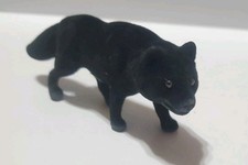 Vtg NOS Black Wolf Flocked Figure Blow Mold P...