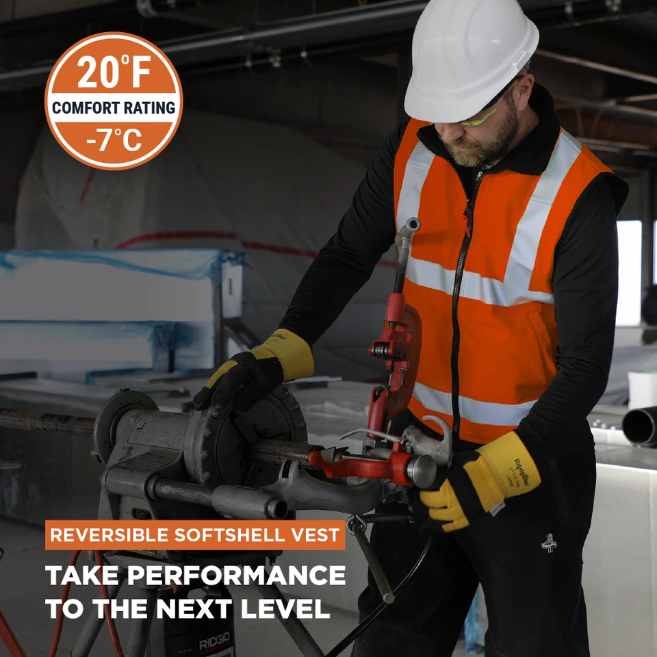 RefrigiWear Hi Vis Reversible Softshell Vest - Water-Resistant, Insulated, - Image 2 of 4