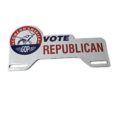 Vintage Vote Republican License Plate Topper - Gop Sign Ad On Automobile Topper Vintage Vote Republican License Plate Topper - Gop Sign Ad On Automobile Topper