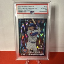 💥 2024 Topps Chrome PETE CROW-ARMSTRONG Black Raywave Refractor /10 Cubs PSA 10