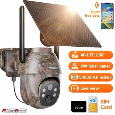 USOGOOD 4G LTE Solar 2K Wildkamera mit SIM Karte PTZ mit 8M Farbnachtsicht H.264+/H.265
