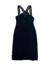 Versace Black Mini Dress with Chic Zip Detail - Stylish & Sophisticated Design