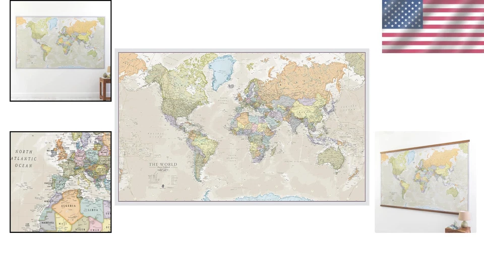 Póster de mapa del mundo gigante - 46x80 pulgadas - laminado Foto 2 de 4