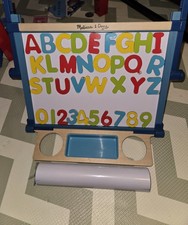 Melissa  Doug Double-Sided Magnetic Tabletop Art Easel - Dry-Erase Board and