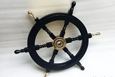 36" Wooden Handcrafted Ship Wheel – Vintage Nautical Maritime Wall Decor