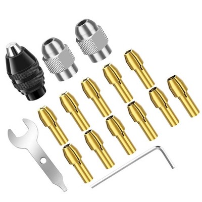 16PCS wear-resistant Drill Chuck Collet Kit Fit 0.5mm~3.2mm for Dremel