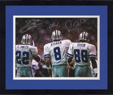 Framed Troy Aikman, Emmitt Smith & Michael Irvin Cowboys Signed 16x20 Photo