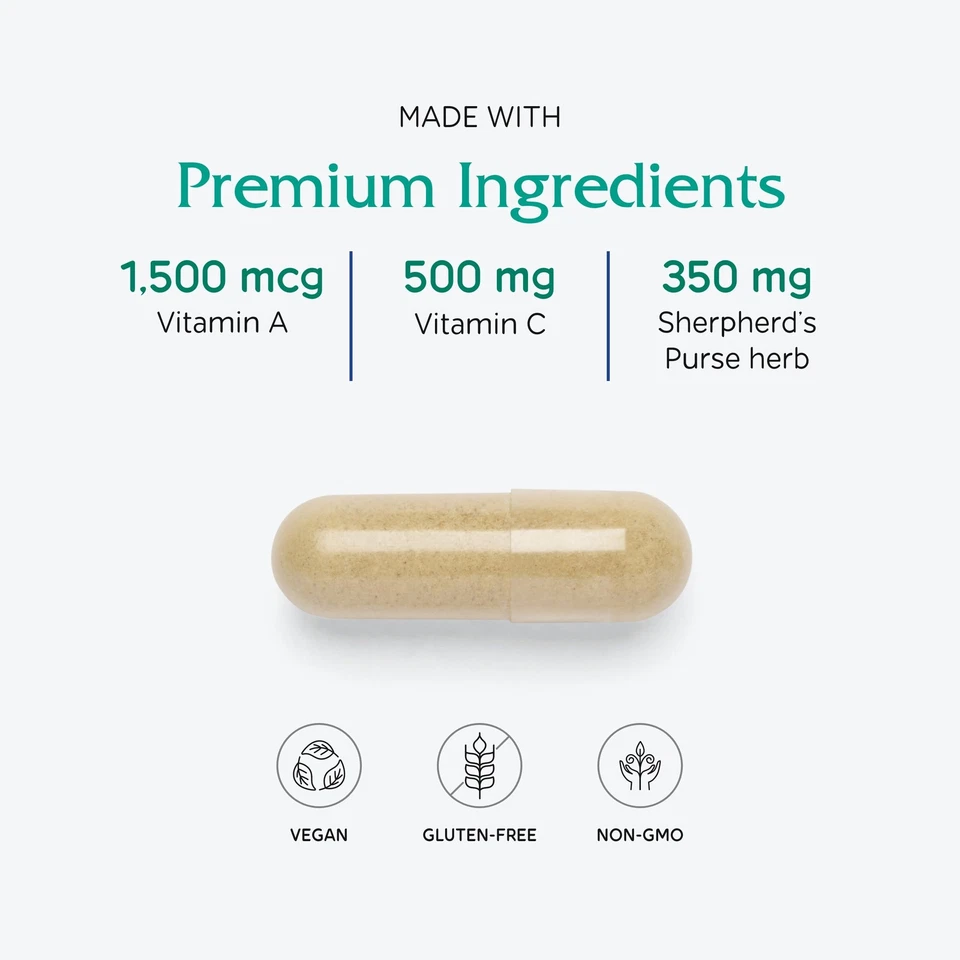 Soporte de flujo menstrual de flujo lento vegano 60 cápsulas logotipo profesional de flujo lento Foto 4 de 4