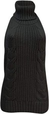 Womens Japan Style Turtleneck Sleeveless Open Back Sweater Cosplay Sweater Black