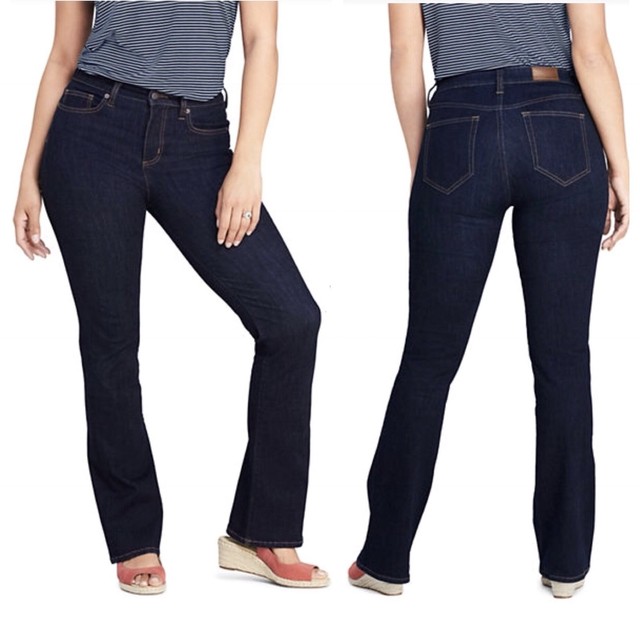 Lands End Bootcut Dark Wash Womens Jeans High Waist Plus Size 12 eBay