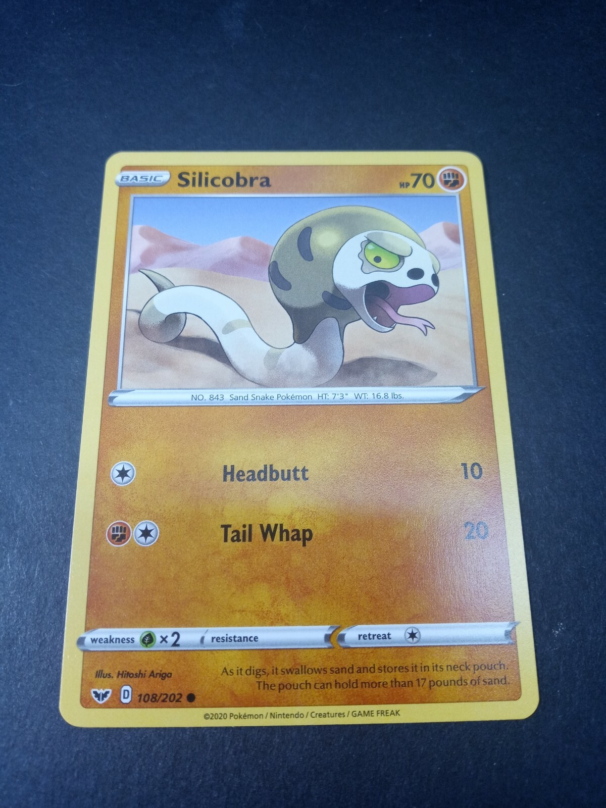 Pokemon Sword & Shield Silicobra Common Card 108/202 NM