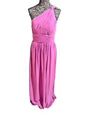 NWOT Donna Morgan Rachel One Shoulder Chiffon Dress/Gown Pink Size 8