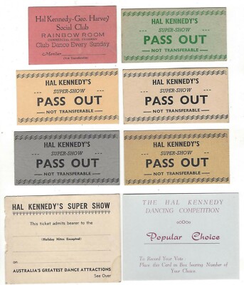 5 PASS OUTs, Ticket, Choice & Social HAL KENNEDY'S DANCES etc 1940/50s - 8 items
