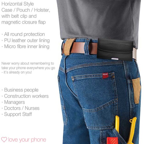 Phone Case Cover Pouch Holster w/Belt Clip✔Excellent Protection✔Horizontal✔Black - Picture 5 of 6