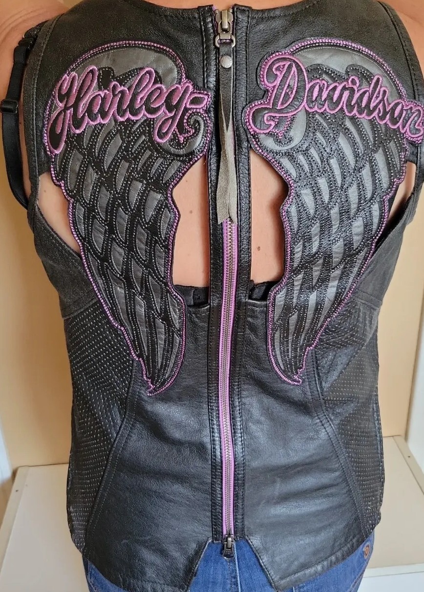 Harley Davidson Women's Night Angel Leather Vest Halt… Gem