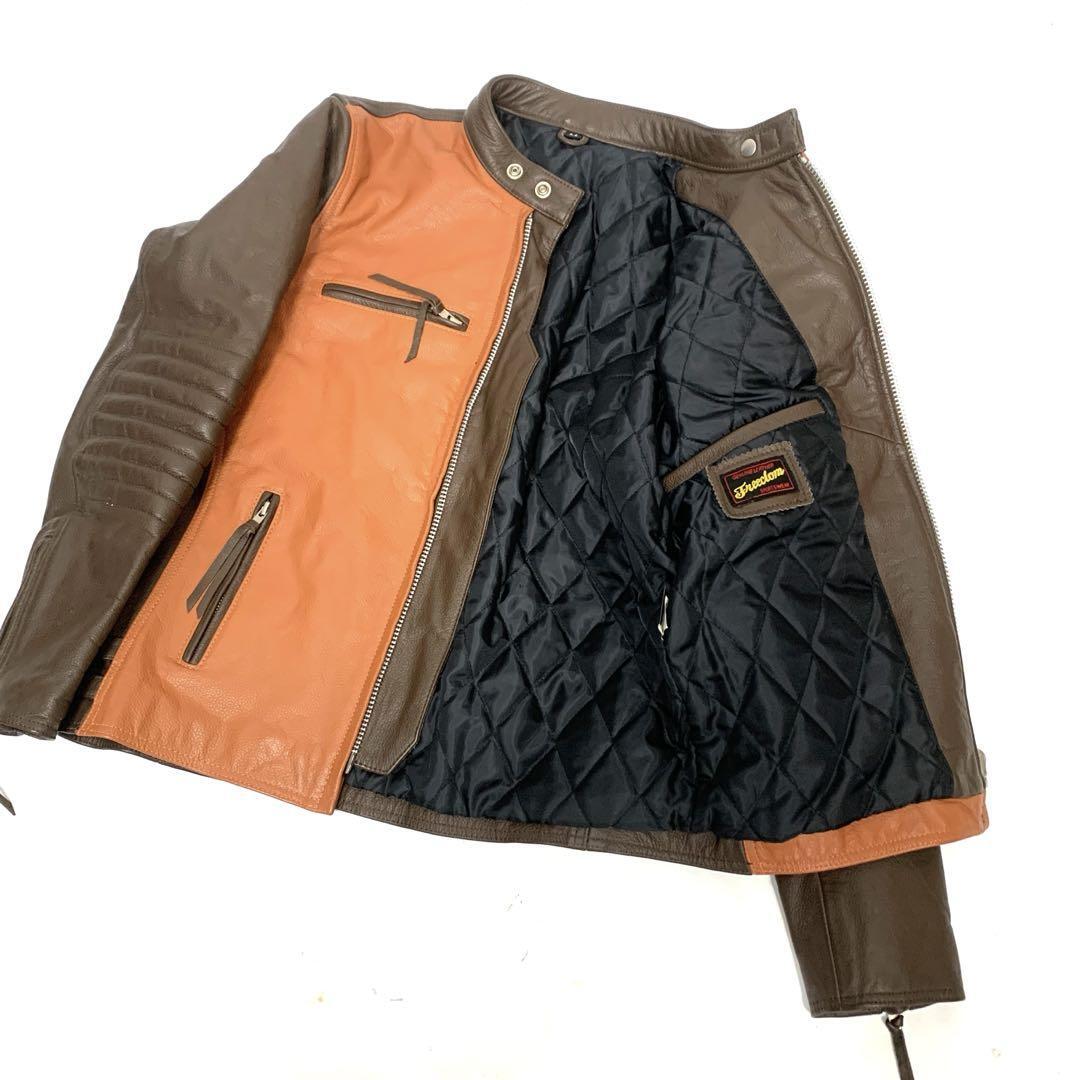 ジャケット・アウター FREEDOM leather riders jacket vintage Used Freedom Men's Leather Jacket LL Brown Biker Jacket