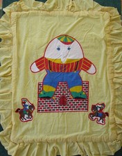 HUMPTY DUMPTY AWAKE/ASLEEP REVERSIBLE CRIB BLANKET QUILT- YELLOW CHECK