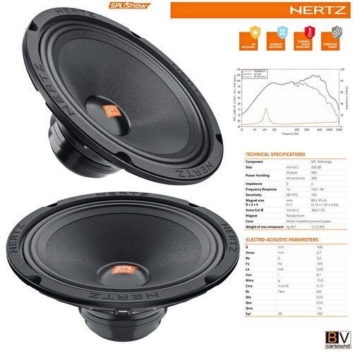 Altavoz Hertz SPL Show SV200 NEO altavoz de medios 8 en coche motocicleta 200 WRMS mm - Imagen 2 de 4