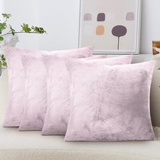 Crushed Velvet Cushion Cover 18''x18'' Filled Cushions Sofa Bed Pillows Set Of 4