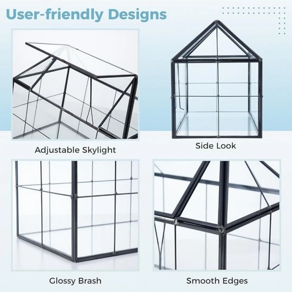 Glass Terrarium House Planter – Succulent Plant Glass Greenhouse with Lid AU - image 3 of 4