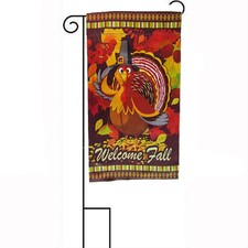 12x18 12"x18" Happy Thanksgiving Turkey Sleeved w/ Garden Stand Flag