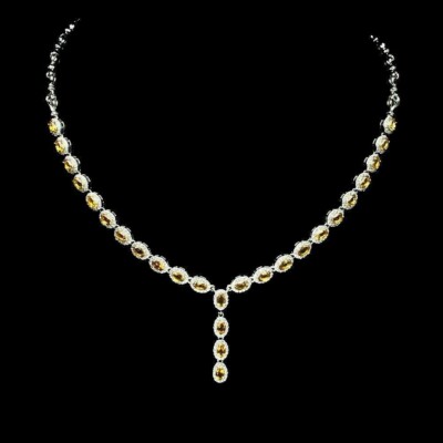 Silber Halskette Citrin echte natürliche Edelsteine massiv Sterling 18 1/4 bis 19 3/4 Zoll