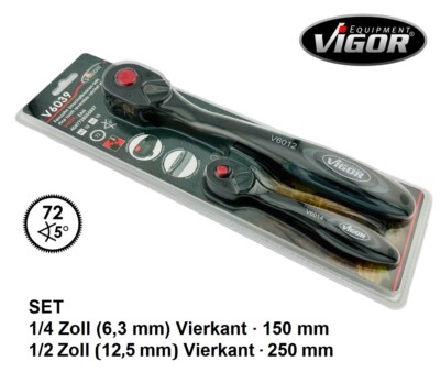 Vigor Knarre Ratsche Umschaltknarre 1/4 V6014 + 1/2 Zoll V6012 Set AKTION WOW