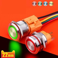 22mm Tri-color LED RGB Ring illuminated Stainless steel Push button Switch ROHS