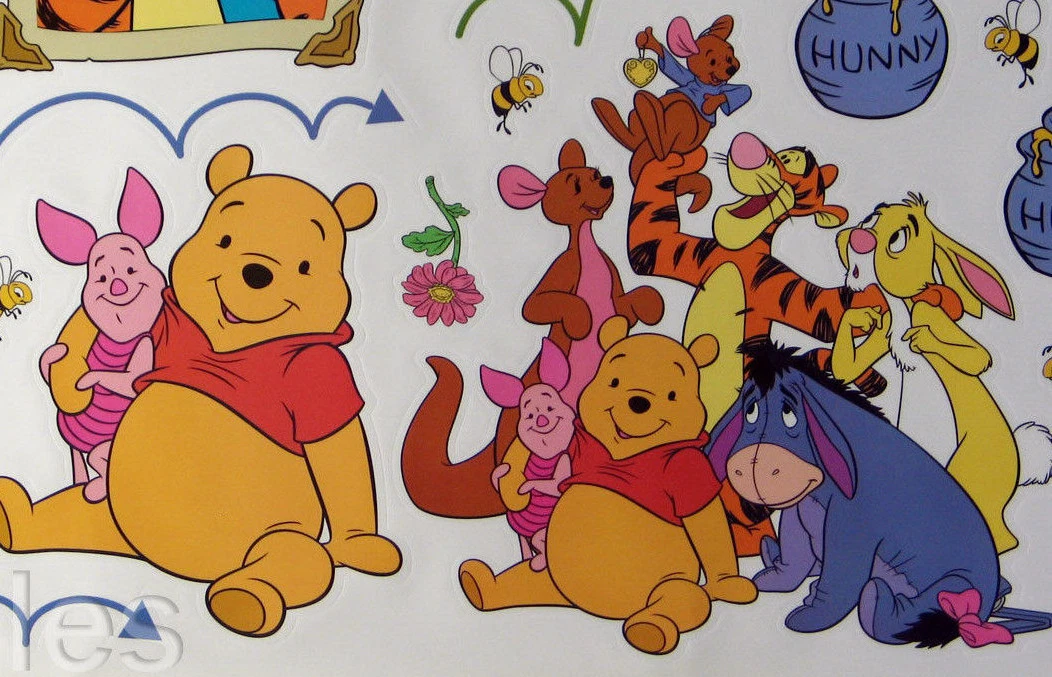 Enorme Winnie The Pooh Tigger Disney 29 pegatinas de pared calcomanías decoración de lechón de ojos