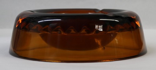 Vintage Diamond Point Amber (Orange) Heavy Glass Ashtray 6" Round - Picture 2 of 10