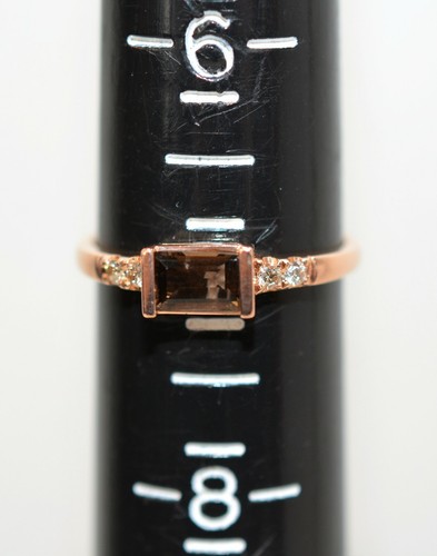 Anillo de diamantes y cuarzo ahumado natural LeVian de oro rosa de 14 quilates de 0,62 tcw con piedras preciosas Estate - Imagen 7 de 12