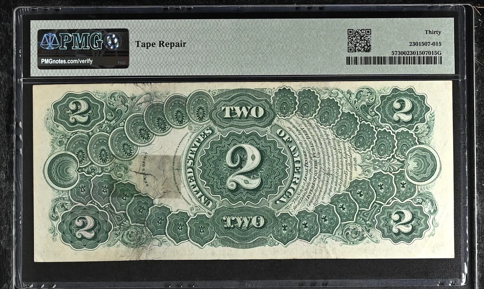 PMG30 1917 $2 "BRACELET" US LEGAL TENDER NOTE 3840A - Image 3 of 3