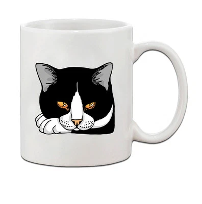 SPEEDY PROS Tuxedo Cat Head Ceramic Coffee Tea Mug Cup 11 Oz