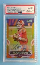 2021 Panini Score TREVOR LAWRENCE AUTO #301 Gold Zone SP/50 Rookie PSA 9 POP 1 