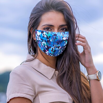 Blue Graffiti Silk Face Mask Graffiti Silk Face Mask Washable Silk Face Mask 