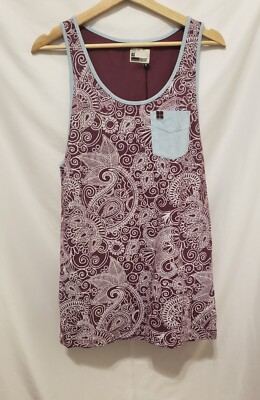INSIGHT Balboa Tank Women Small Blue Burgundy Sleeveless Paisley