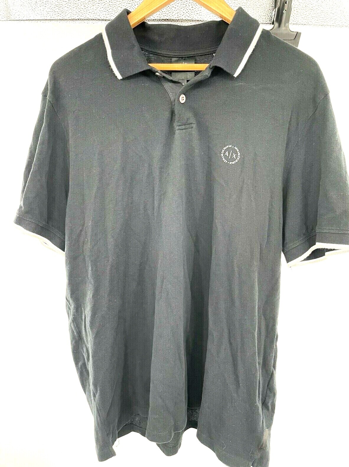 Armani Exchange A X Jersey Knit Polo Shirt Mens 2xl Black W Gray White Tipping For Sale Online Ebay